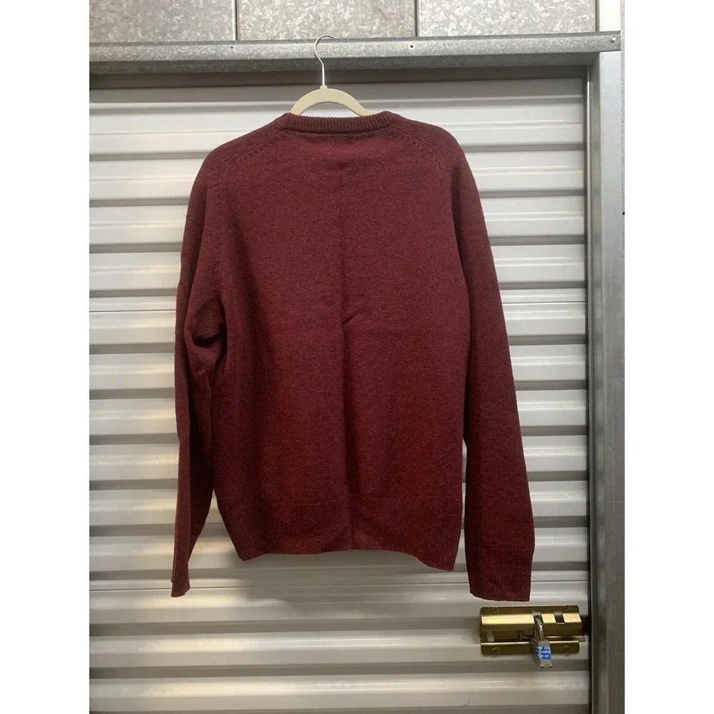J Crew Mens 100% Lambs Wool Pullover Sweater Crimson Red XL 07939 Tight-Knit